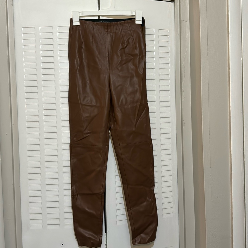 Zara High Waisted Faux Leather Leggings